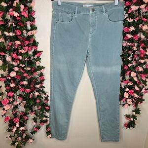Ann Taylor Loft Green Blue Faded Wash Skinny Crop Pants Womens 10/30 Casual